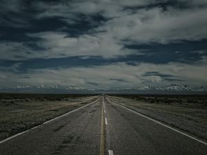 Preview wallpaper road, marking, horizon, mountains, evening