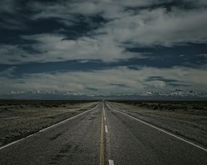 Preview wallpaper road, marking, horizon, mountains, evening
