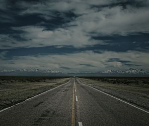 Preview wallpaper road, marking, horizon, mountains, evening