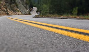 Preview wallpaper road, marking, lines, yellow, asphalt, turns