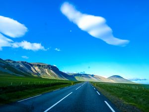 Preview wallpaper road, marking, mountains, sky