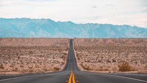 Preview wallpaper road, marking, mountains, horizon, direction