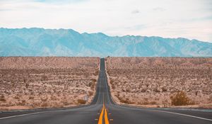 Preview wallpaper road, marking, mountains, horizon, direction