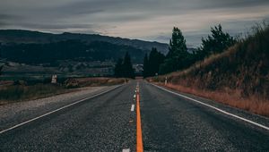 Preview wallpaper road, marking, mountains, direction, new zealand