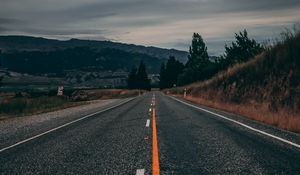 Preview wallpaper road, marking, mountains, direction, new zealand