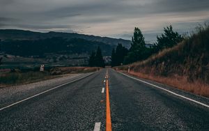 Preview wallpaper road, marking, mountains, direction, new zealand