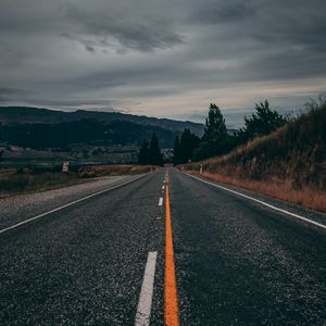 Preview wallpaper road, marking, mountains, direction, new zealand