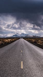 Preview wallpaper road, marking, mountains, snowy