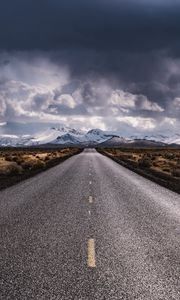 Preview wallpaper road, marking, mountains, snowy