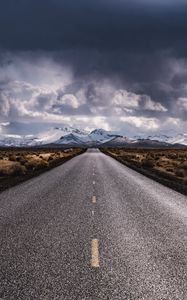 Preview wallpaper road, marking, mountains, snowy