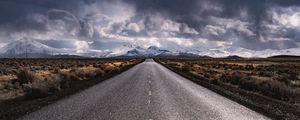 Preview wallpaper road, marking, mountains, snowy