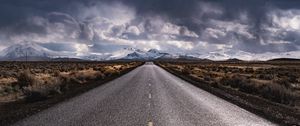 Preview wallpaper road, marking, mountains, snowy