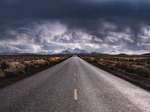 Preview wallpaper road, marking, mountains, snowy