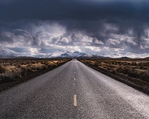 Preview wallpaper road, marking, mountains, snowy