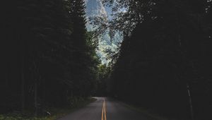 Preview wallpaper road, marking, mountains, forest, trees