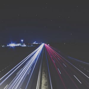 Preview wallpaper road, marking, night, backlighting