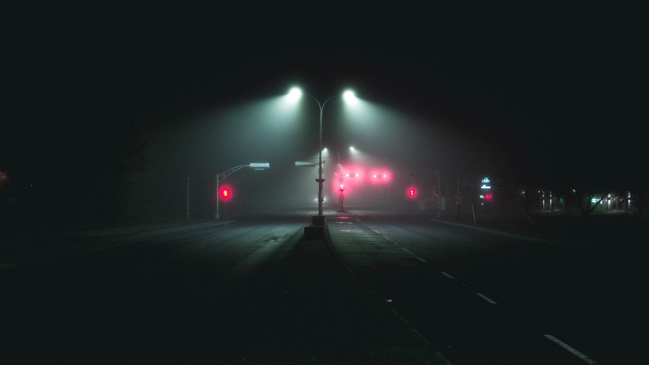 Wallpaper road, marking, night, pillars, light