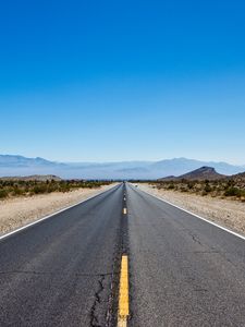 Preview wallpaper road, marking, perspective, distance, mountains