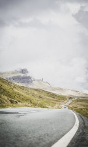 Preview wallpaper road, marking, rocks, sky