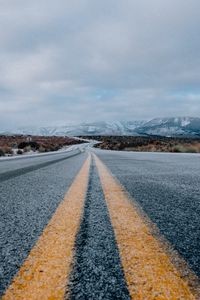 Preview wallpaper road, marking, sky, mountains, distance