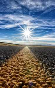 Preview wallpaper road, marking, sunlight, horizon