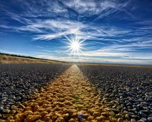 Preview wallpaper road, marking, sunlight, horizon