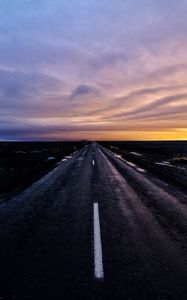 Preview wallpaper road, marking, sunset