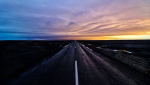 Preview wallpaper road, marking, sunset