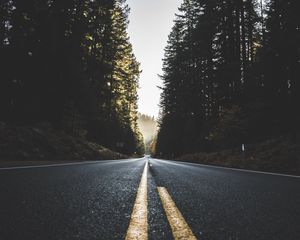 Preview wallpaper road, marking, trees, sky