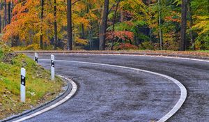 Preview wallpaper road, marking, trees, autumn