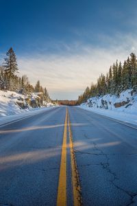 Preview wallpaper road, marking, trees, snow, snowy