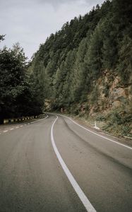 Preview wallpaper road, marking, trees, bushes, slope