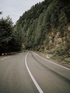 Preview wallpaper road, marking, trees, bushes, slope