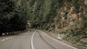 Preview wallpaper road, marking, trees, bushes, slope