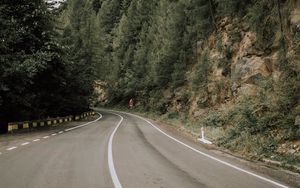 Preview wallpaper road, marking, trees, bushes, slope