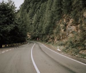 Preview wallpaper road, marking, trees, bushes, slope