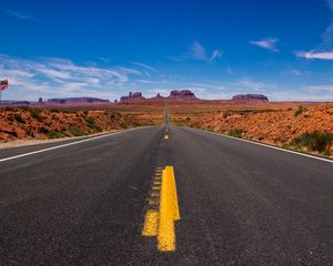 Preview wallpaper road, monuments, valley, nature