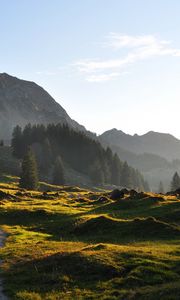 Preview wallpaper road, mountain, hills, relief, trees, roughnesses, landscape