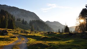 Preview wallpaper road, mountain, hills, relief, trees, roughnesses, landscape