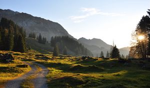 Preview wallpaper road, mountain, hills, relief, trees, roughnesses, landscape