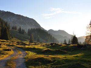 Preview wallpaper road, mountain, hills, relief, trees, roughnesses, landscape