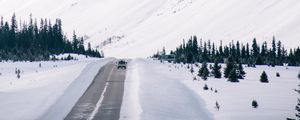 Preview wallpaper road, mountain, slope, snow, winter