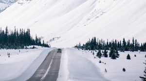 Preview wallpaper road, mountain, slope, snow, winter