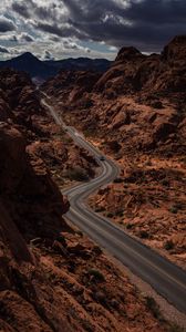 Preview wallpaper road, mountains, aerial view, rocks, relief