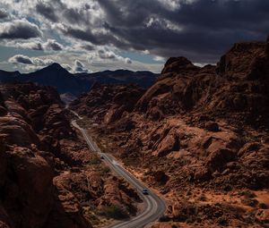 Preview wallpaper road, mountains, aerial view, rocks, relief