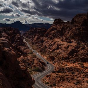 Preview wallpaper road, mountains, aerial view, rocks, relief