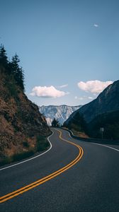 Preview wallpaper road, mountains, asphalt, landscape