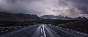 Preview wallpaper road, mountains, clouds, valley, nature