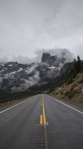 Preview wallpaper road, mountains, clouds, nature