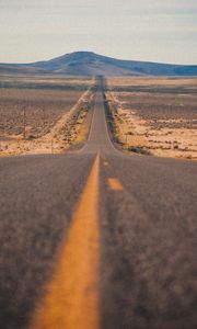 Preview wallpaper road, mountains, distance, marking, sky